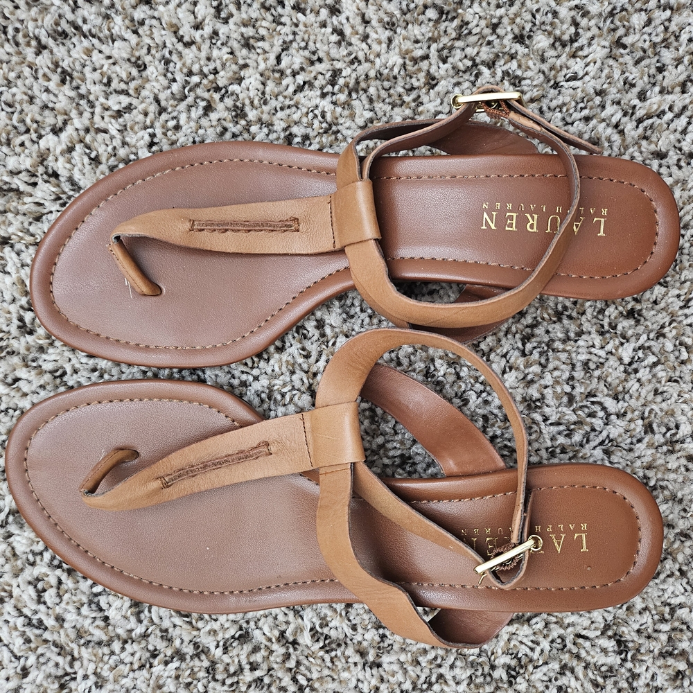 Lauren by Ralph Lauren Tan Leather Sandals